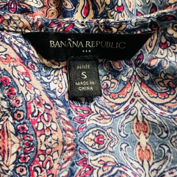 Banana Republic Women’s Petite S Paisley Peasant Peplum Blouse (A0128) - Picture 5 of 6
